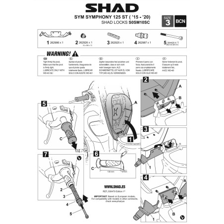 Shad Locks S0SM10SC Antifurto da manubrio Sym Symphony 125 ST 2015-20