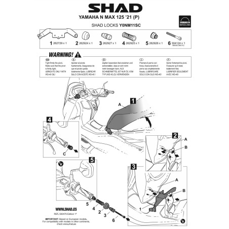 Shad Locks Y0NM11SC Kit antifurto da manubrio Yamaha N-Max 2021