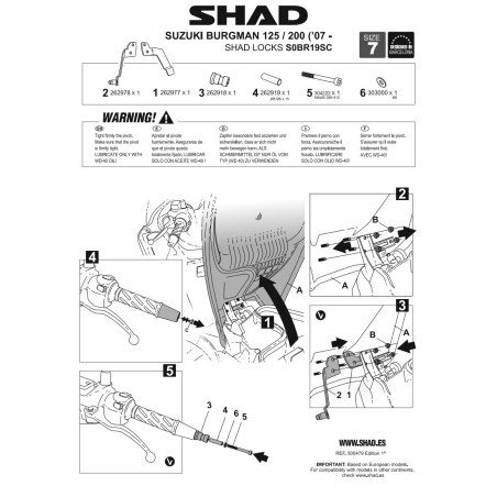 Shad Locks S0BR19SC Antifurto da manubrio Suzuki Burgman 125/200