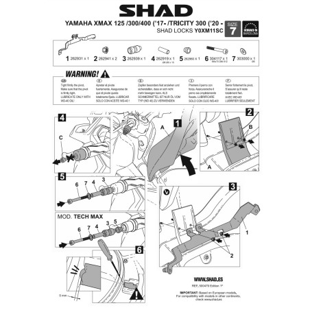 Shad Locks Y0XM11SC Antifurto da manubrio Yamaha X-Max 2021 e Tricity 300