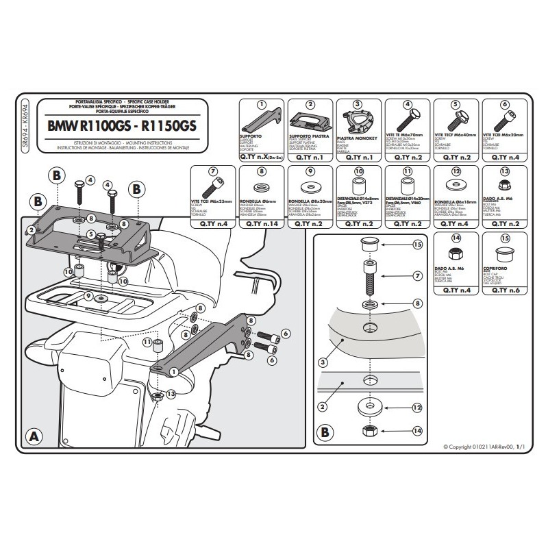 Kappa KR694 Portapacchi posteriore BMW R1150GS 00-03