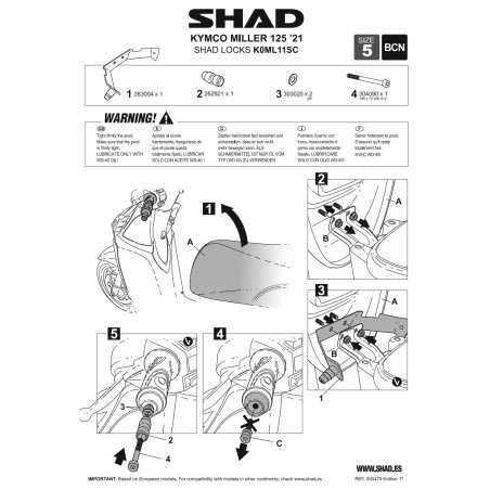 Shad Locks K0ML11SC Antifurto da manubrio Kymco Miller 125