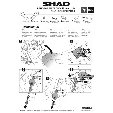 Shad Locks P0MT41SC Antifurto da manubrio Peugeot Metropolis 400i