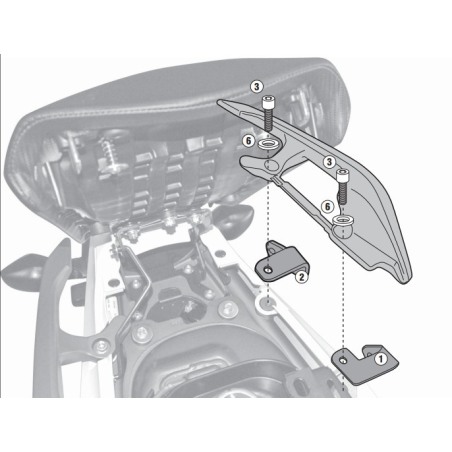 1111KIT Kit specifico Givi per l'installazione del PLX1111 / PL1111 / TE1111 senza l’attacco per il bauletto posteriore 1111FZ