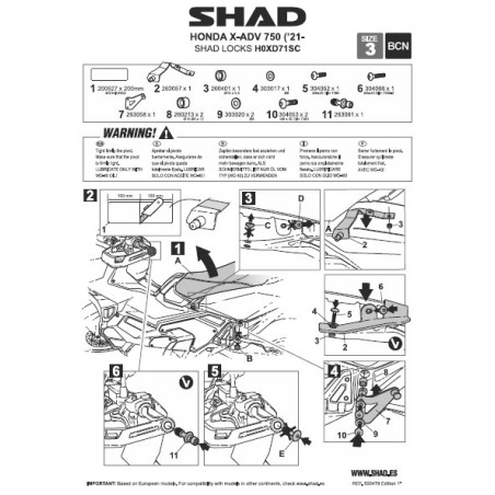 Shad Locks  H0XD71SC Staffa montaggio Antifurto da manubrio Honda X-ADV 750
