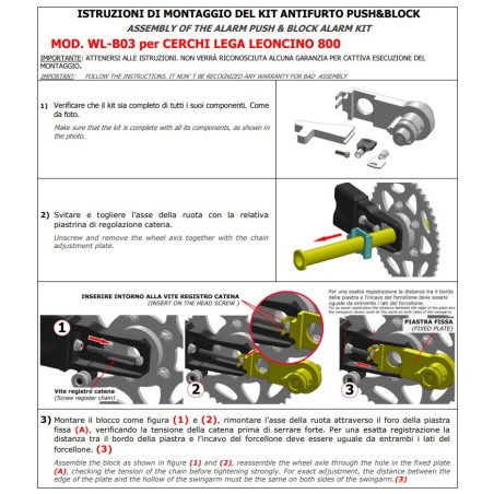 Push&Block WL-B03 Blocca corona ruota lega Benelli Leoncino 800 2022