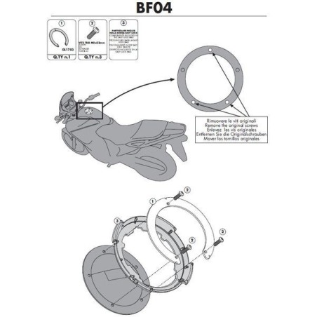BF04 Givi flangia di aggancio tanklock per installare borse serbatoio specifiche