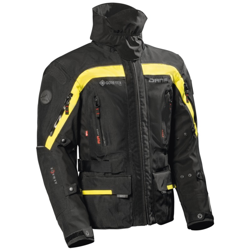 Dane Nimbus 2 Giacca da moto Gore-tex Pro Nero - Giallo Fluo