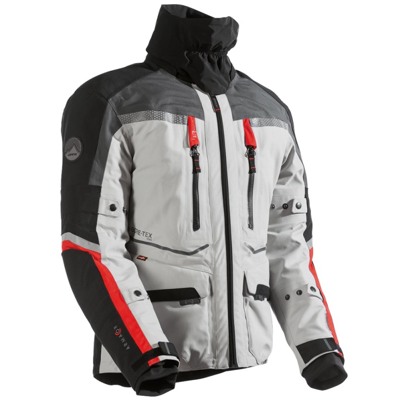 Dane Ribe Giacca 3 strati da moto in Gore-tex PRO Grigio Nero Rosso