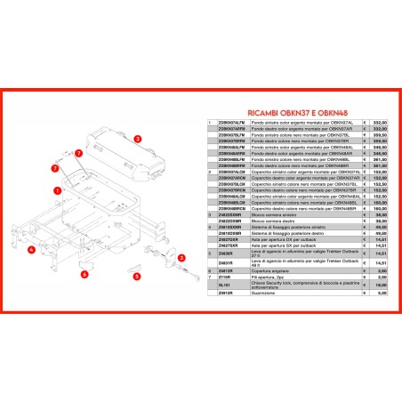 Givi ZOBKN48ARCM Coperchio Trekker outback Grigio Destro OBK48AR