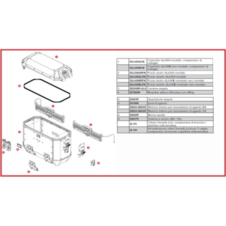 Givi Z9833-2MDXR Rinforzo interno meccanismo sgancio Destro Alaska ALA36