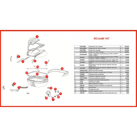 Givi ZV47FNTM Ricambio Fondo bauletto V47 Tech montato