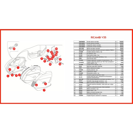 Givi Z35CNMSX Coperchio montato valigia laterale V35 Sinistra