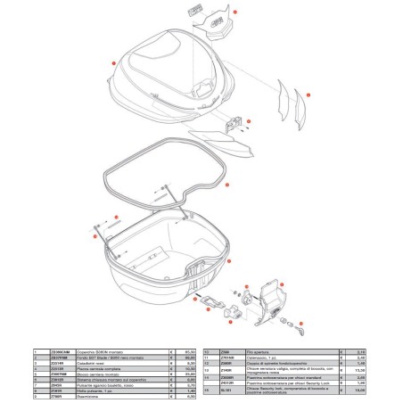 Coperchio bauletto Givi ZB360CNM montato monolock B360N