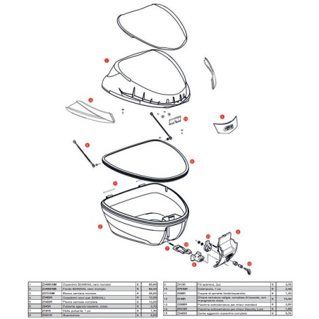 Guarnizione chiusura Givi Z3411R valigie monolock B34N-B34NT