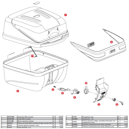 Placca logo Givi ZB32PV monolock B32 verniciata logo cromato