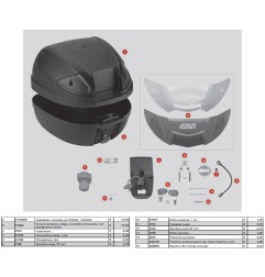 Coperchio bauletto Givi Z32CNTM per valigia monolock E300 tech montato