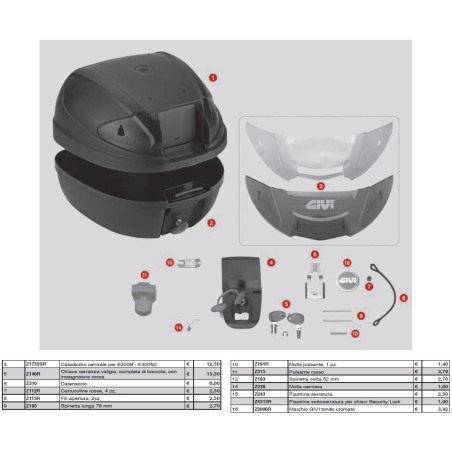 Blocco cerniera Givi Z2901NM per valigia monolock E300N2