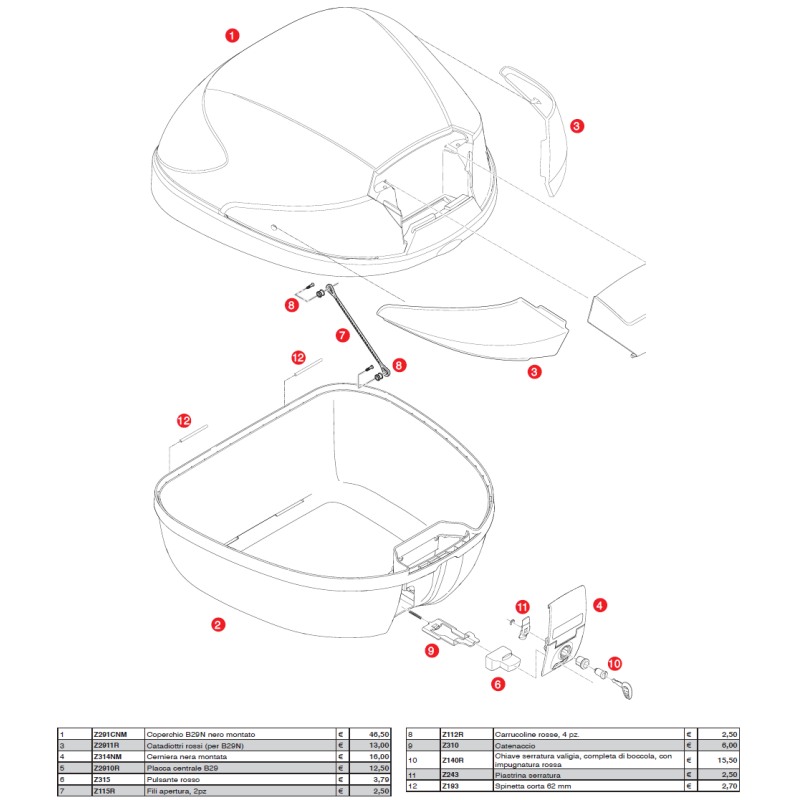 Givi Z180 Set blocco serratura con chiavi (3 pezzi Z156