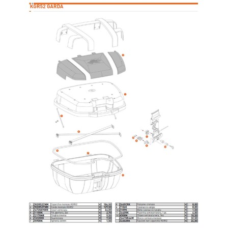 Kappa ZKGR52CNM Coperchio bauletto Garda KGR52