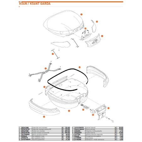 Kappa Z5501G788OPR Placca centrale bauletto K56N