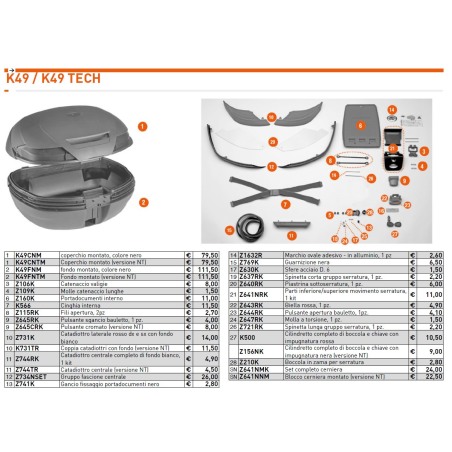 Kappa Z637RK Spinetta corta gruppo serratura per bauletti