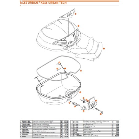Kappa Z4614A900R Placca centrale bauletto K466 Urban Monolock