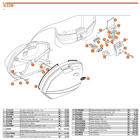 Kappa Z1547R Cinghia elastica interna valigie laterali K33N