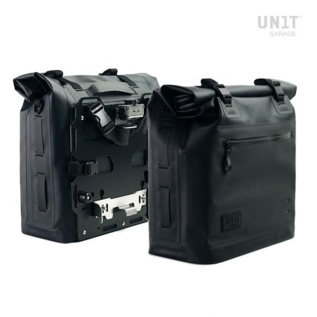 Unit garage 2xUG002+AL0C Coppia borse laterali Khali con piatto 35-45 litri Nero