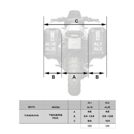 Unit Garage AL2C_BL+3206_BL Valigie alluminio Atlas Yamaha Tenerè 700