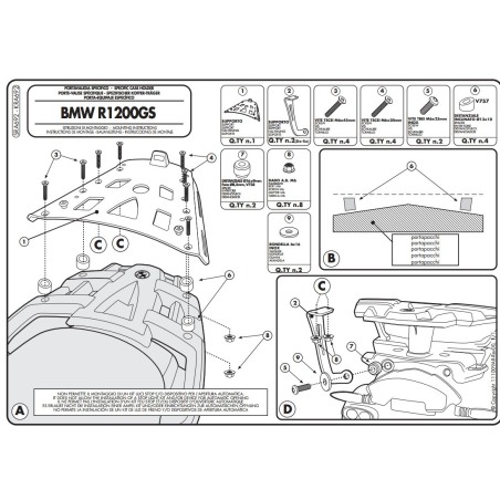 KRA692 Kappa attacco posteriore alluminio monokey per BMW R1200GS 04-12