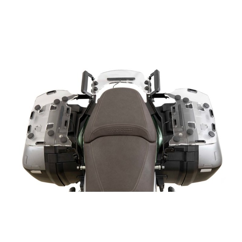 Portapacchi laterali trasparenti Isotta PP97-T per valigie originali Moto Guzzi V100 Mandello dal 2022