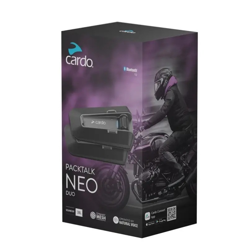 Coppia Interfono moto Doppio Cardo Packtalk Neo Duo Dynamic Mesh JBL