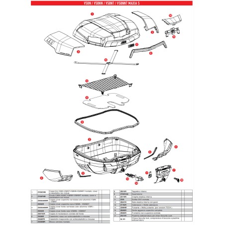 Cover coperchio alluminio Givi Z6592A999R per bauletto V58 Maxia 5