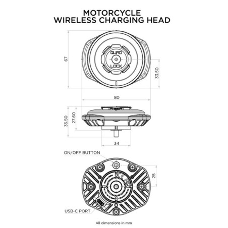 Quad Lock QLA-MOT-WCH-3 Blocco di ricarica wireless resistente alle intemperie