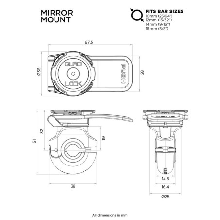 Quad Lock QLM-MIR-2 Supporto per smartphone da specchietto