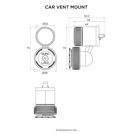 Quad Lock QLM-VNT Supporto bocchetta ventilazione per auto