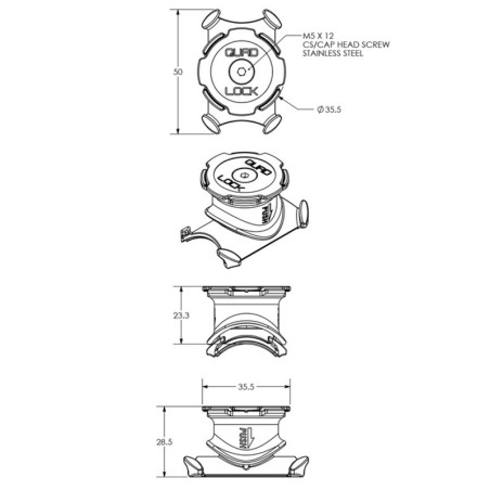 Quad Lock QLM-BMP-BL Montaggio del manubrio/gambo della bici