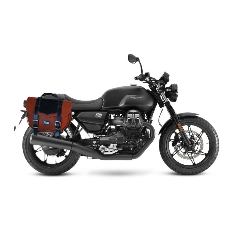 Bags&Bike CLASSIC-01-CN Coppia Di Borse Laterali Modello Classic Cuoio E Nera Per Moto Guzzi V7 2021