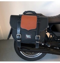 Bags&Bike CLASSIC-01-NC Coppia Di Borse Laterali Modello Classic Nera E Cuoio Per Moto Guzzi V7 2021