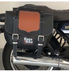 Bags&Bike CLASSIC-01-NC-S Coppia Di Borse Laterali Modello Classic Nera E Cuoio Per Moto Guzzi V7 2021 Special