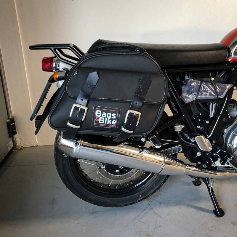 Bags&Bike EXPLORER/N/MET-1 Coppia Di Borse Laterali Modello Explorer Nera Per  Royal Enfield Interceptor E Continental