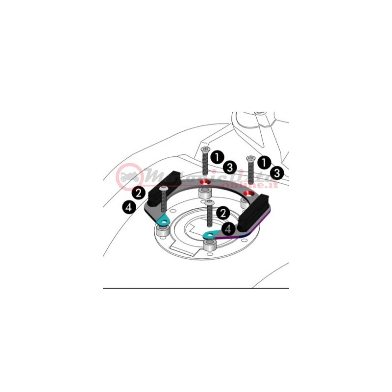 506003-6 Anello magnetico Tankring Lock-it per fissaggio borsa da serbatoio 6 Fori Hepco & Becker