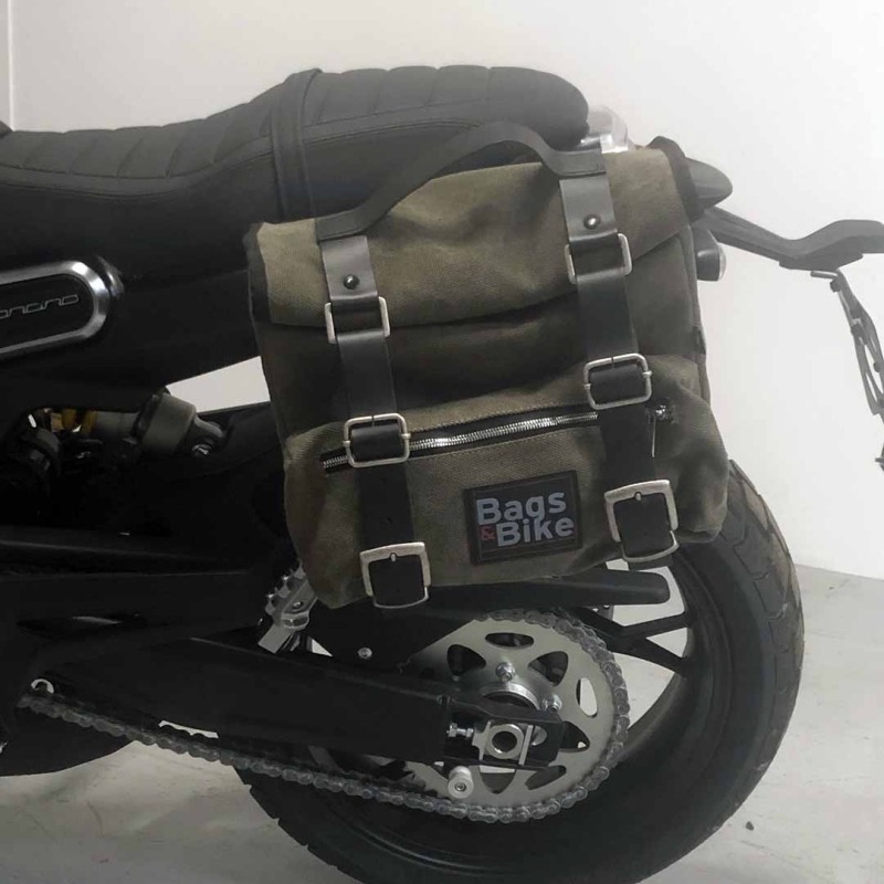 Bags&Bike SAHARA/G/B-1 Coppia Di Borse Laterali Modello Sahara In Canvas Verde Per Benelli Leoncino 800