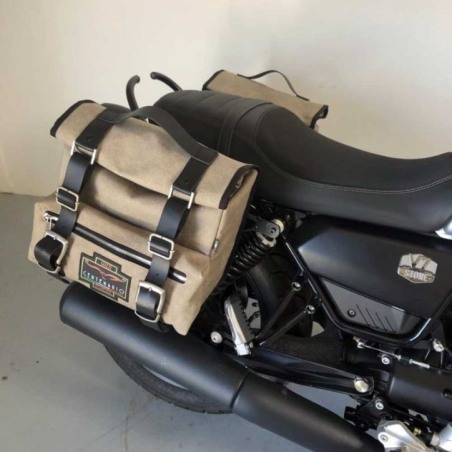 Bags&Bike SAHARA/G/V7/01-C Coppia Di Borse Laterali Modello Sahara Centenario In Canvas Grigio Per Moto Guzzi V7 2021