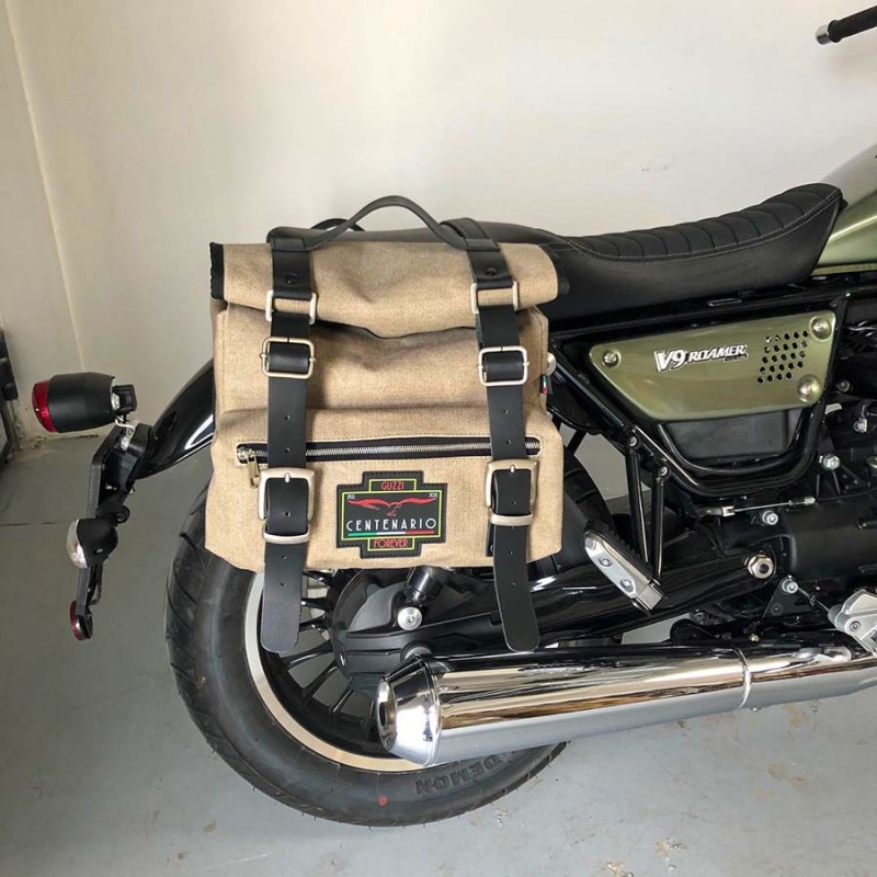 Bags&Bike SAHARA/G/V7/BR Coppia Di Borse Laterali Modello Sahara In Canvas Grigio Per Moto Guzzi Roamer