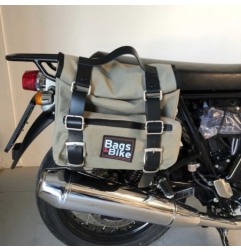 Bags&Bike SAHARA/IC Coppia Di Borse Laterali Modello Sahara In Canvas Grigio Per Interceptor Continental Royal Enfield