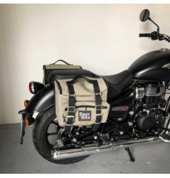 Bags&Bike SAHARA/MET Coppia Di Borse Laterali Modello Sahara In Canvas Grigio Per Meteor 350 Royal Enfield