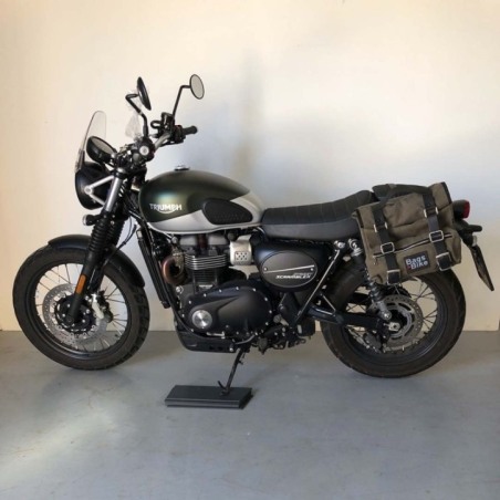 Bags&Bike SAHARA/V/T9 Borsa Laterale Sx Modello Sahara In Canvas Verde Per Triumph Street Scrambler 900