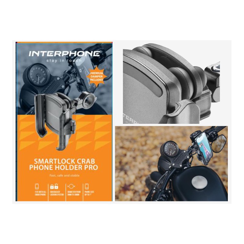Porta Smartphone Da Moto Interphone Smartlock Crab Phone Holder Pro